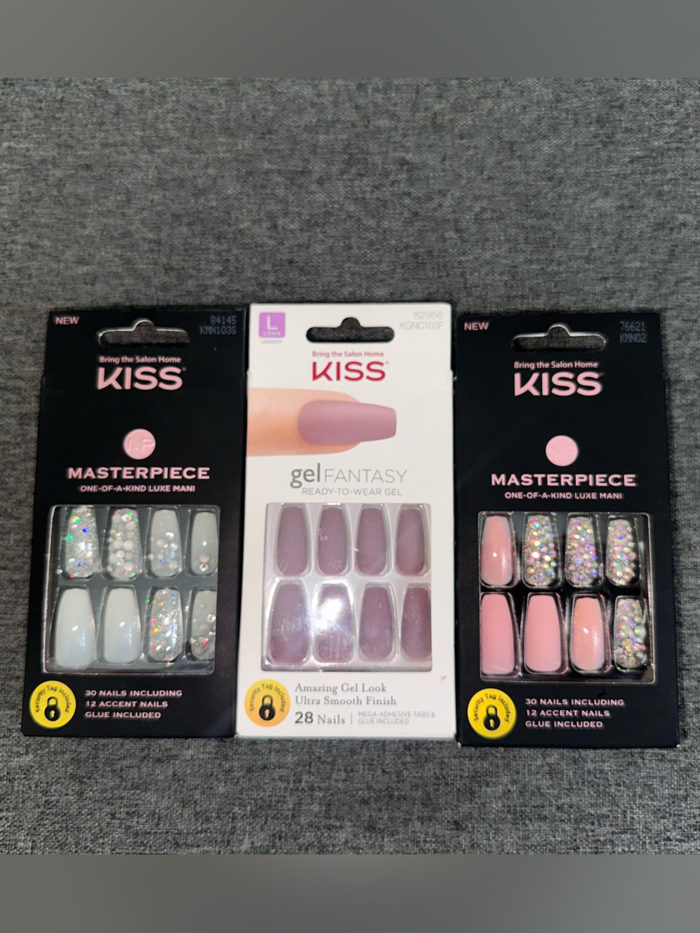 KISS Press-On Nail Trio Pack - Pink, White, Purple